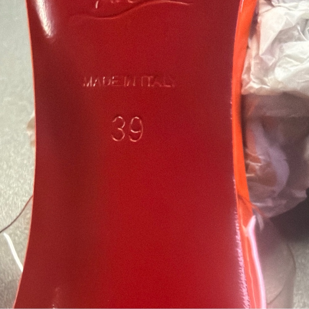 Christian Louboutin Spikoo PVC Fluo Neon Orange AnkleStrap‎ Sandal Pumps NWOT 39 - Picture 9 of 10